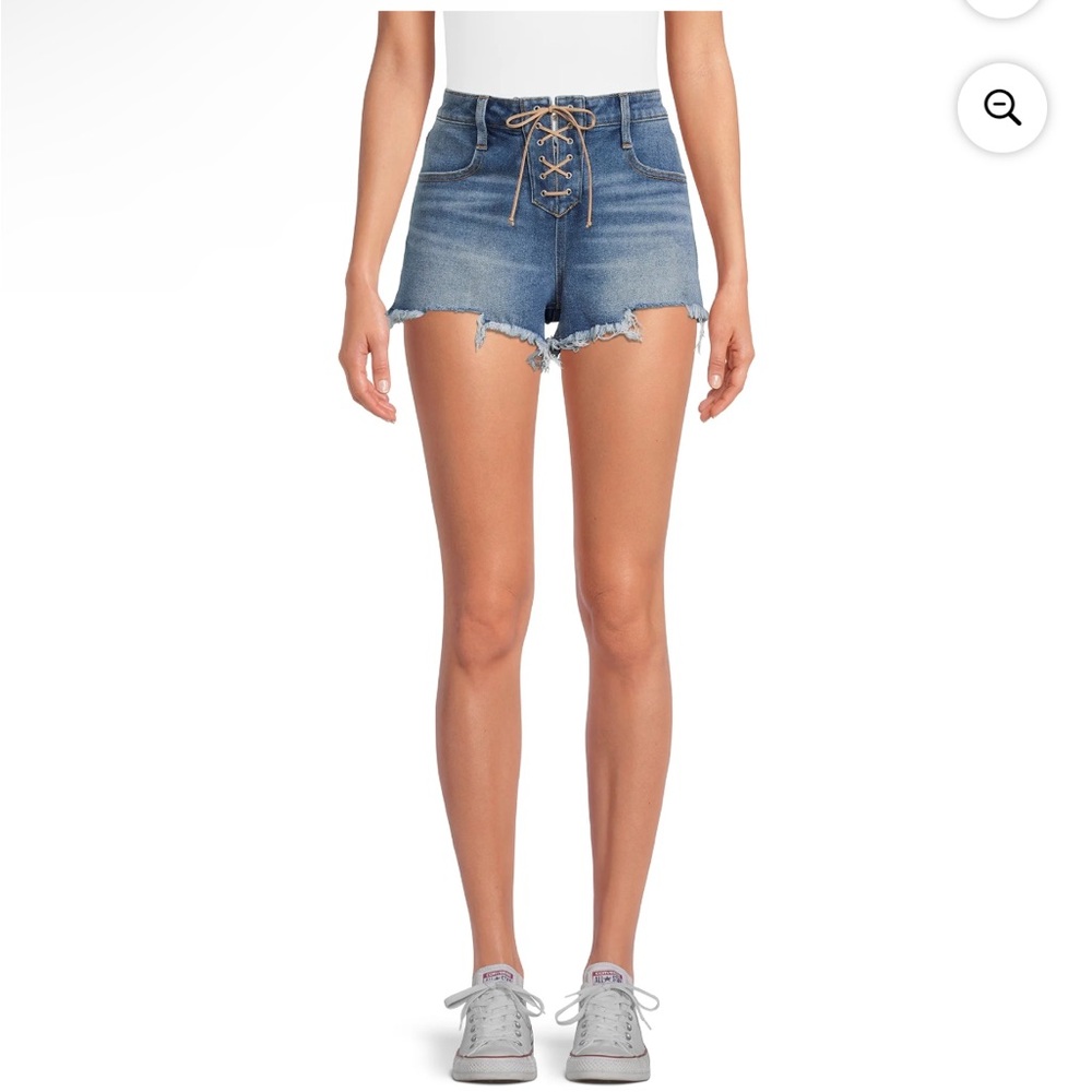 Lace Up Denim Shorts